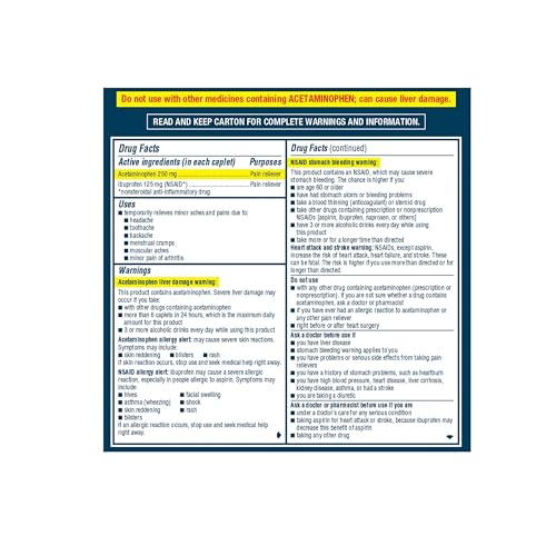 ADVIL DUAL ACTION COATED CAPLETS, 125 MG IBUPROFEN AND 250 MG ACETAMINOPHEN PER DOSE (2 DOSE EQUIVALENT) FOR 8 HOUR PAIN RELIEF – 216 COUNT