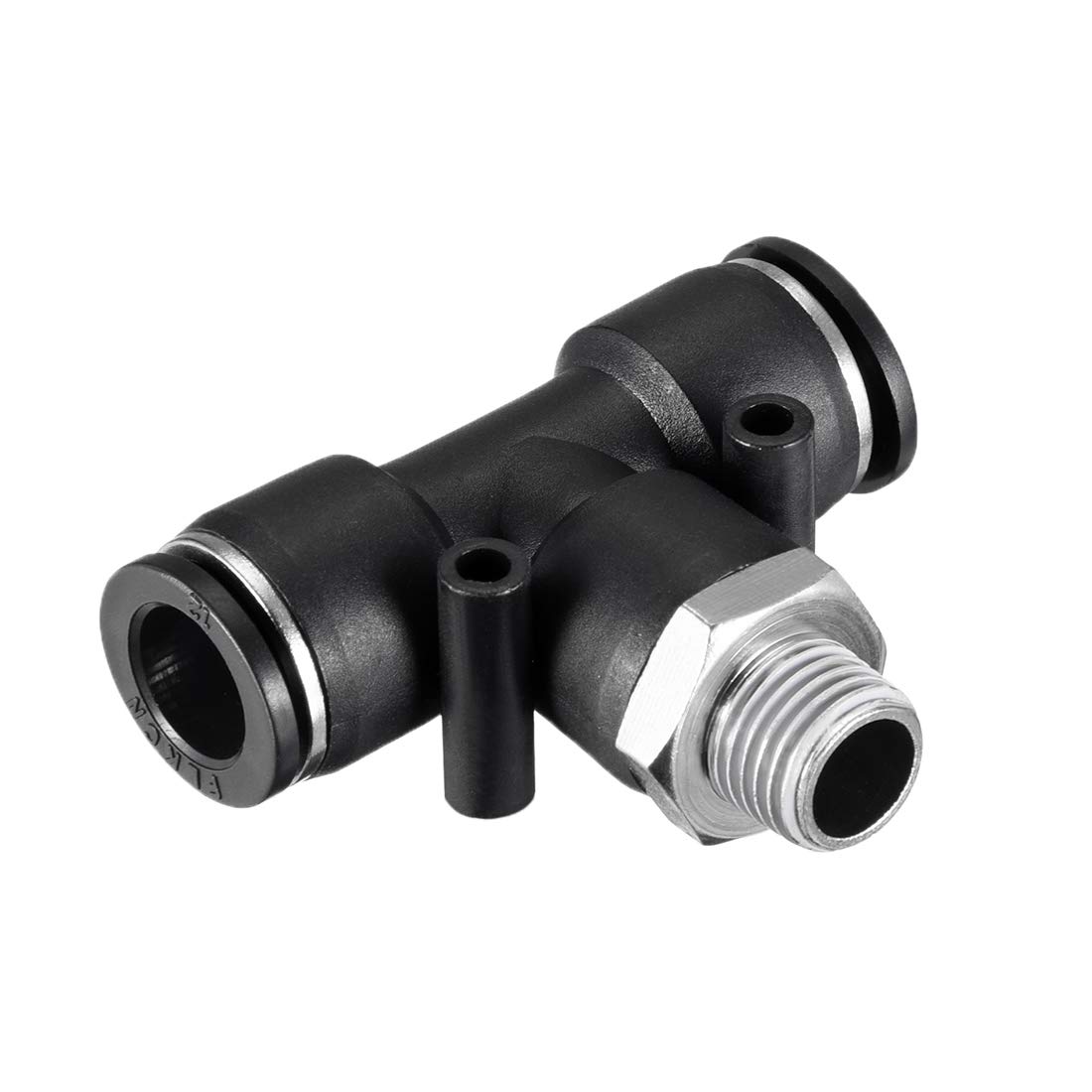 sourcing map Plastic Tee Push to Connect Tube Fittings 12mm or 15/32" OD x 1/4" G Male Thread Push Lock
