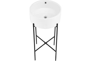 SWISS MADISON Monaco 16.5" Round Console Sink, White Basin Matte Black Legs