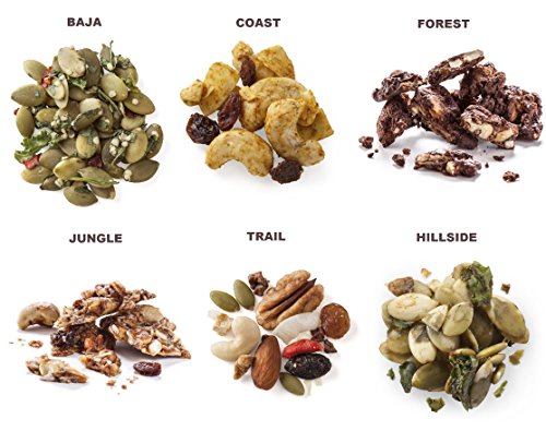 Gorilly Goods Paleo-Organic-Raw-Vegan Trail Mix Individual Snack Packs - VARIETY PACK: Hillside, Coast, Baja, Trail, Jungle & Forest (6 Count - 1 Pack of Each Flavor)