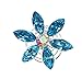 Blue Crystal Flower Hair Coil Twister Spiral Pins Bridal Wedding Hair Accessory With Rhinestone Center (Set of 8)