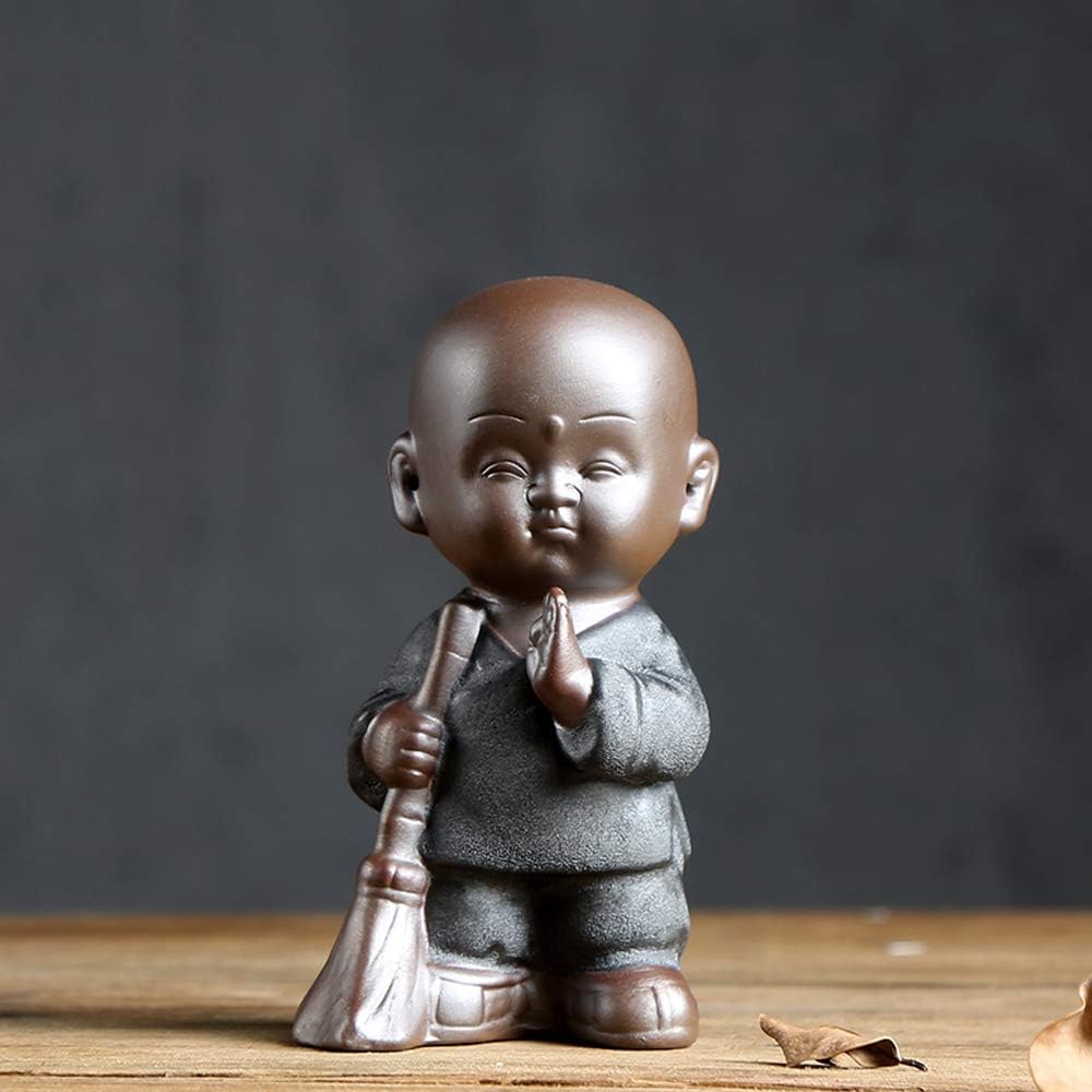 KJYHXX Small Monk Walkers Little Cute Monk Statues (Sweeping Monk)