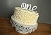 Handmade 1st Birthday Cake Topper Decoration - One - Double Sided Glitter Stock (Silver)