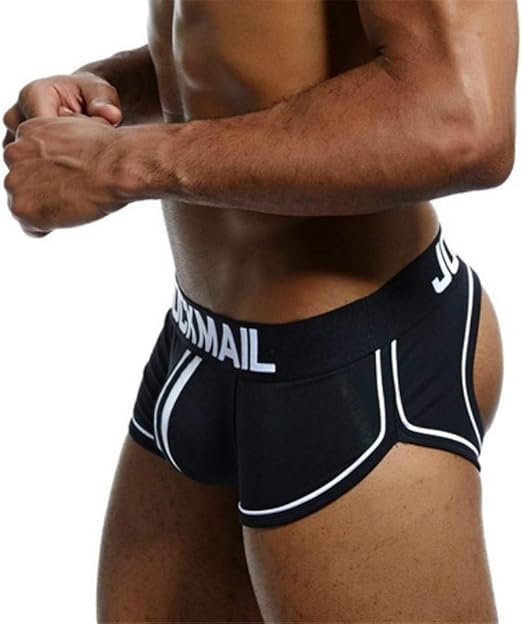 JOCKMAIL Men Open Back Underwear Men Boxer Shorts Cotton Backless Gay