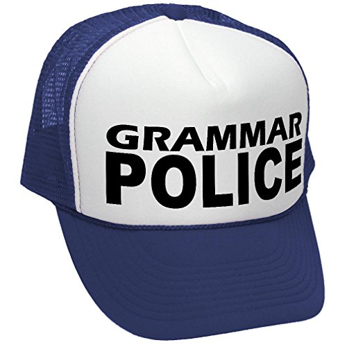 GRAMMAR POLICE - funny parody joke gag - Adult Trucker Cap Hat, Navy