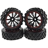 Rowiz 4 x Off-Road Wheels 12MM Hex Tires Crossing Tyre for RC 1:10 Cars Black
