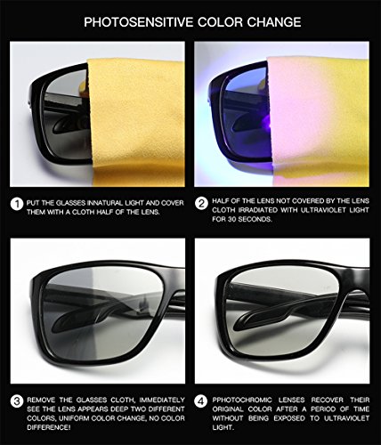 Photochromic Sunglasses Men Women HD Polarized Sports Cycling Glasses By Long Keeper (Grey) - Thumbnail 3