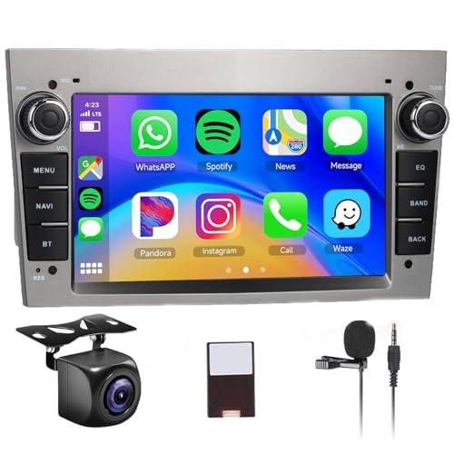Carplay Car Radio for Opel Astra Meriva Zafira 2003-2011, Android Car Radio, 7 Inch Touchsreen with Android Auto/WiFi/GPS/RDS/FM/Bluetooth/USB+Rear View Camera, Grey