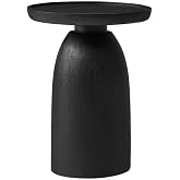 Modway Holloway Solid Mango Wood Side End Table in Black &ndash; Contemporary Wooden Accent Table for Living Room &ndash; Small Round Plant Stand or Pedestal Drink Table