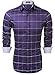Coofandy Men's Fashion Long Sleeve Plaid Button Down Casual Shirt, Large, Purple