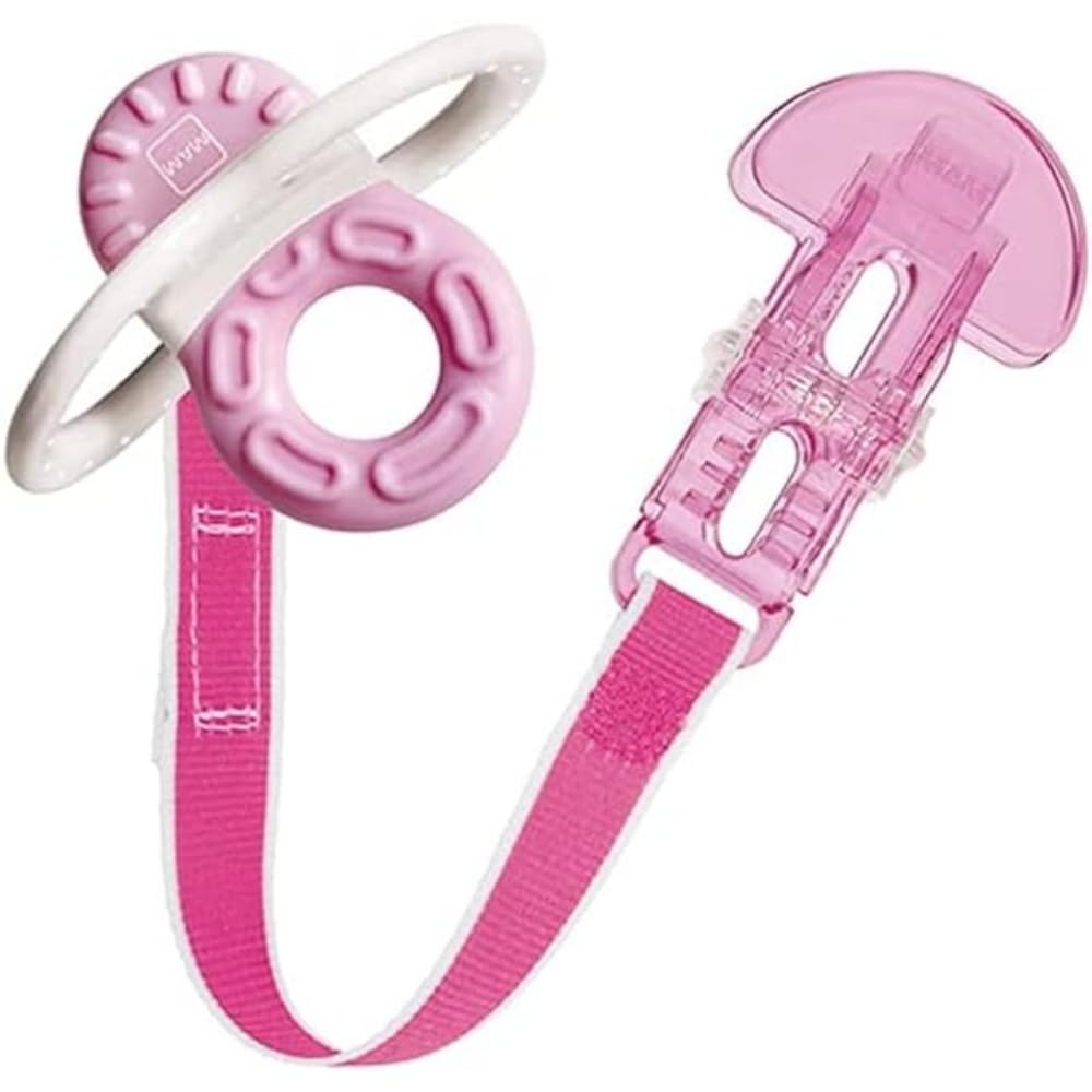 MAM Bite & Relax Teether | Suitable from 2+ Months | Teething Toy with Clip | Provides Soothing Relief for Painful Gums | Easy for Baby to Hold | Pink
