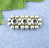 Rockin Beads Brand, 200 Milti 3 Strand Spacer Bar Beads 4x10mm Fits 3-4mm Beads Antiqued Silver Cast Zinc Metal Beads