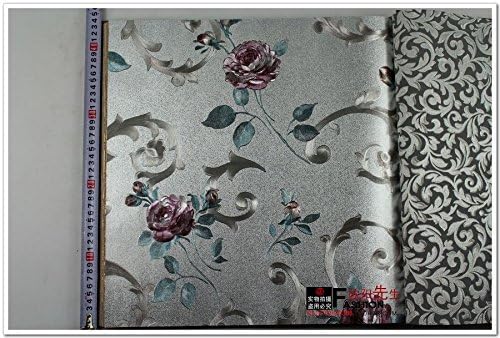 AZZJModern Chinese Garden Roses Rose Red Wallpaper Bedroom Bedroom Background Beauty Salon Wallpaper 10*0.53M,Silver Background Color