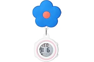 Avaner Retractable Nurse Digital Watches: Clip-on Hanging Fob Cute Flower Pattern Lapel Watches for Nurses Doctors with Silicone Cover