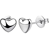VGACETI Titanium Earrings Tiny Dot/Heart/Triangle Stud Earrings, Hypoallergenic for Sensitive Ears Women Men, Premium High Polished (Shiny Grey)