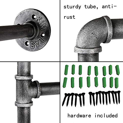 Industrial Pipe Shelving Bookshelf Rustic Modern Wood Ladder Pipe Wall Shelf 3 Tiers Wrought IronPipe Design Bookshelf DIY Shelving (Dia 25mm, Silver) - Thumbnail 7