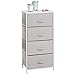 mDesign Tall Dresser Storage Tower Stand with 4 Removable Fabric Drawers - Steel Frame, Wood Top Organizer for Bedroom, Entryway, Closet - Spira Collection - Taupe/Natural/Tan