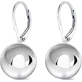 Savlano 925 Sterling Silver Classic Leverback Round Bead Ball Drop Earrings - 18K Gold Plated Bead Ball Earrings for Women Available in 6MM, 8MM, 10MM, 12MM - Made in Italy Comes With Savlano Gift Box