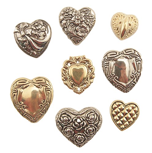 Buttons Galore Button Theme Pack, Assorted Fancy Hearts