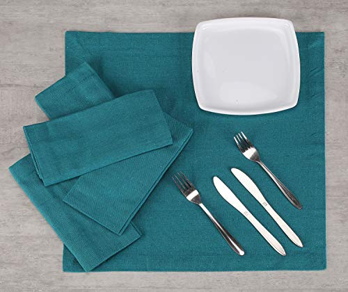 Cotton Dinner Napkins 12 Pack - 18x18 Inches - Teal, 100% Cotton Cloth Napkins, Tailored with Mitered Corners and a Generous 1" Hem, Soft and Comfortable - Ideal for Events and Regular Home Use