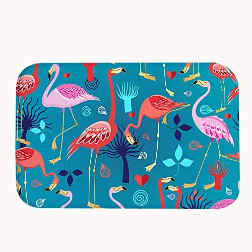 TrUiuiui Pink Flamingos Super Absorbent Non-slip Bath Mat Coral Fleece Area Rug Door Mat Entrance Rug Floor Mats for Front Outside Doors 50x80cm