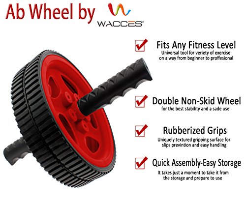 Wacces AB Power Wheel Roller - Exercise Equipment for Your Home Gym (Red.) - Thumbnail 3