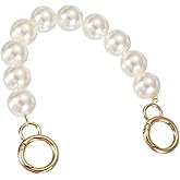 uxcell Imitation Pearl Purse Strap, 10" Bag Extender Chain with Spring Buckle Handbag Purse Chain Replacement Beaded Strap for DIY Handbag Hang Bag Accessories, 18mm Gold