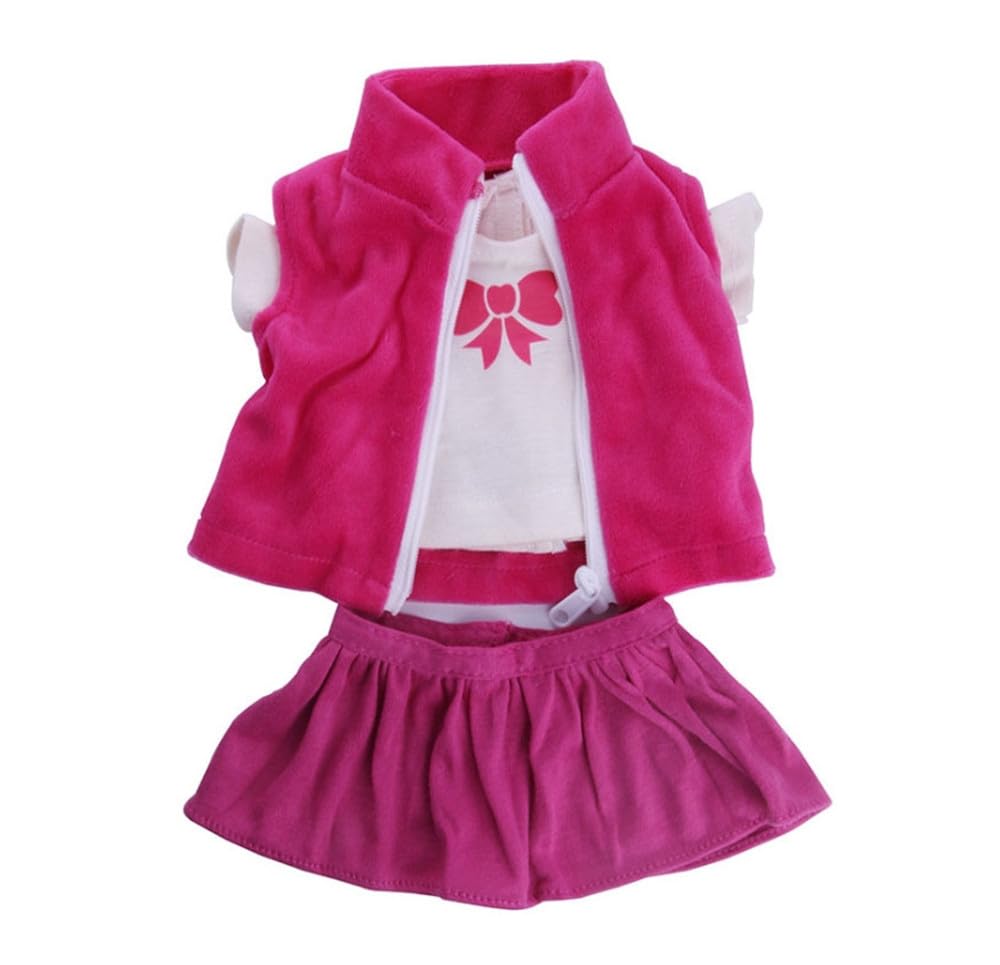 NIXNUT Doll Clothes Winter Outfit Jacket Vest Top with Bowknot Pattern Skirt for American Girl Doll 18-inch