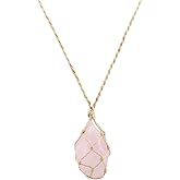 TUMBEELLUWA Natural Gemstone Necklace Braided Irregular Raw Stone Healing Crystal Rough Pendant for Women