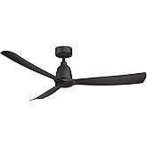 Fanimation Kute 3 Blade Ceiling Fan 52 Inches Wide with Black Finish and Black Blades
