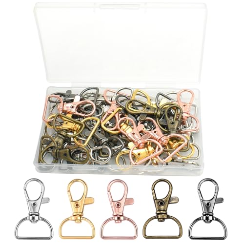 PEOUWNES Swivel Clasp Hooks, Key Chain Clip Hooks, D Ring Clip Lanyard Snap Hook for Keychain Making, Purse Hardware, Lanyard Making, DIY Craft (3/4” Inside Width)