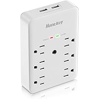 Huntkey 6 AC Outlets Surge Protector with 2 USB Charging Ports 3.4 Amp, SMD607A