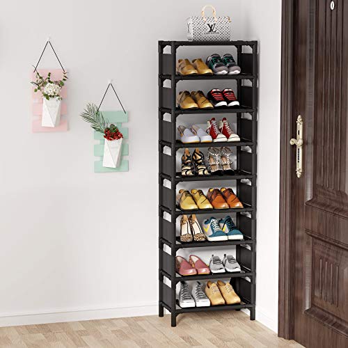 Tribesigns Vertical Shoe Rack, 9 Tiers Narrow Shoe Shelf 18 Pairs Slim Shelf for Shoes Narrow