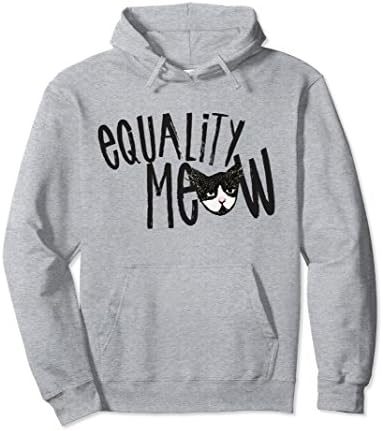 Unisex Equality Meow pullover hoodie tuxedo cat feminist hoodies XL: Heather Grey
