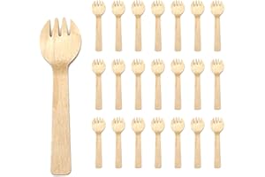 100 Pcs Mini Wooden Sporks 4" Disposable Wooden Spork Tasting Spork Birchwood 2-in-1 Spoons Forks Eco-Friendly Disposable Ute