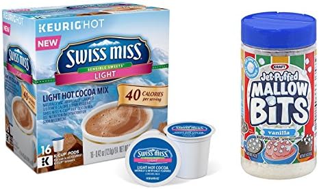 Swiss Miss Light Hot Cocoa Keurig K-Cups with Kraft Marshmallow Bits Bundle, 16 Count