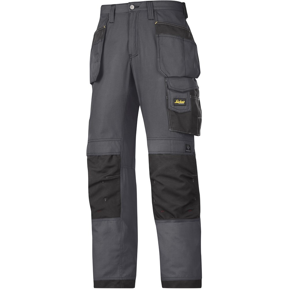 Snickers 32135804104 Size 104 "Rip-Stop" Craftsmen Holster Pocket Trousers - Grey-Black