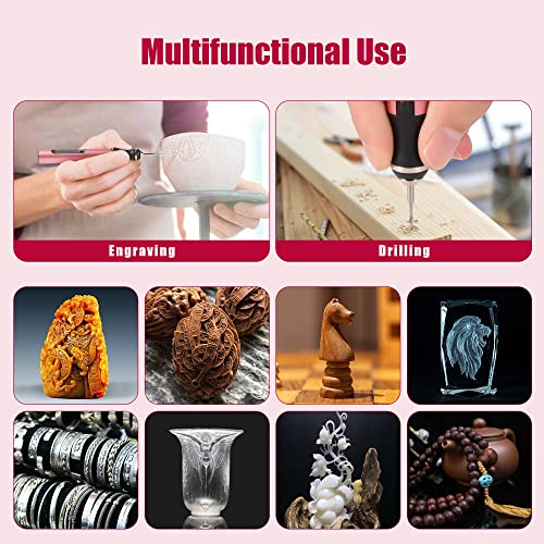 TOBTOS Electric Engraving Pen Kit with 35 Bits, USB Rechargable Etching Engraver Tool with 16 Stencils, DIY Cordless Engraving Machine for Jewelry Metal Glass Wood Stone