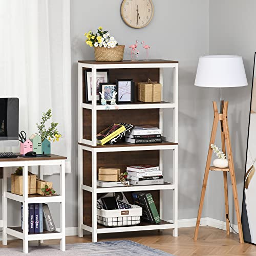 4 Tier Bookshelf Utility Storage Shelf Organizer with Back