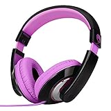 RockPapa On Ear Stereo Headphones Earphones for Adults Kids Childs Teens, Adjustable, Heavy Deep Bass for iPhone iPod iPad MacBook Surface MP3 DVD Smartphones Laptop (Black/Purple)