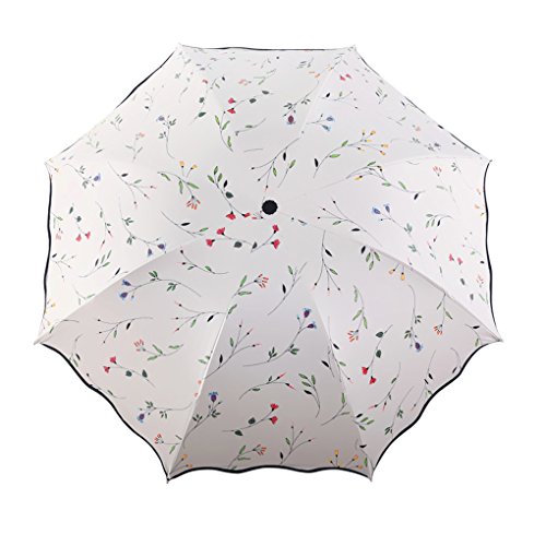 Damen Sonnenschutz Regenschirm Sonnenschirm mit Aufbewahrungstasche 3 Faltbar Doppeldach 8 Rippen, Anti UV,Schwarz… – Bild 3