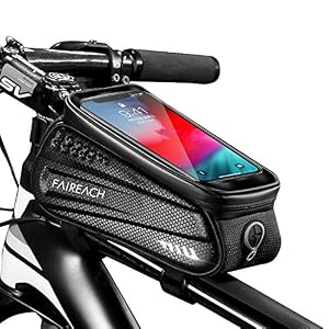 FAIREACH Bike Frame Bag with Mobile Phone Holder, Bicycle Top Tube Pouch, Waterproof Cycle Cell Phone Mount with Touch…