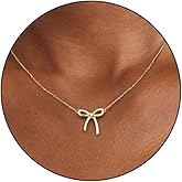 POTIANDEFUGUI Dainty Bow Necklace for Women Gold Silver Trendy Necklaces for Women Small Tiny Bow Pendant Choker Chain Necklace Bowknot Bow Tie Necklaces Christmas Jewelry Gifts for Women