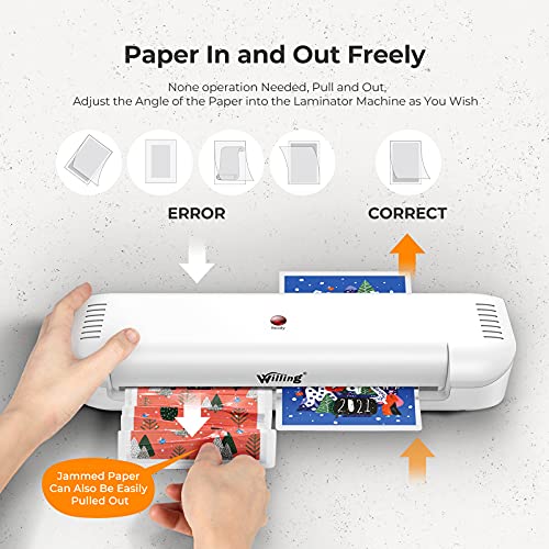 Laminator Machine, Willing Thermal Laminator for A4/A6 with 20 Laminating Pouches, Personal Laminator for Home Use School Teachers Office Card Classroom, 9 inches, Lightweight and Portable