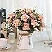 YILIYAJIA Artificial Flowers in Vase,Table Centerpieces Decor,Silk Rose Flower Arrangements Fake Faux Flowers Bouquets with Vase Ceramics for Dinning Room Living Room Kitchen (Pink)