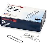 Officemate No.1 Smooth Paper Clips, Pack of 10 Boxes of 100 Clips Each, 1000 Clips Total (99911)