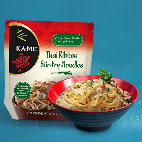 KAME Thai Ribbon Noodles 14.2 oz (6 Packs) Authentic Asian Ingredients