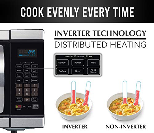 Farberware Gourmet FMO11AHTBKJ 1.1 Cu. Ft. 1100-Watt Microwave Oven with Smart Sensor Cooking and Inverter Technology, ECO Mode and Blue LED Lighting, Stainless Steel - Thumbnail 4