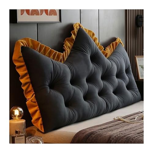 Yahbrra Headboard with Large Back Cushion and Comfortable Reading Backrest for Bed, Couch, Wall and Day Bed(Crystal velvet-black,180 * 65cm)