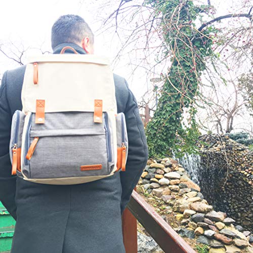 Baby Diaper Bag Backpack for Mom/Dad (Unisex Design) | Waterproof, Easy Bottom Access, Insulated Pockets, Stroller Straps, Luggage Belt, USB Port, Anti-Theft Pockets, Laptop Bag